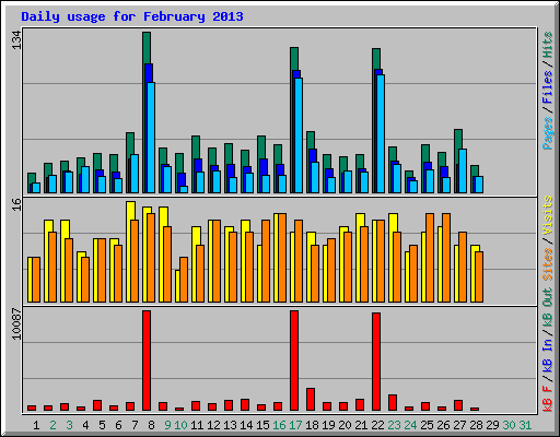 Daily usage for February 2013