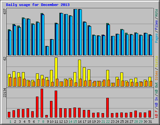 Daily usage for December 2013