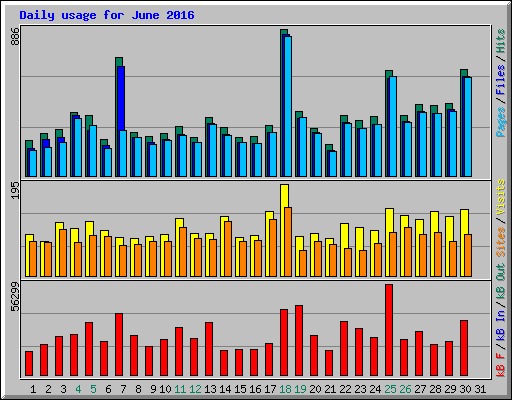 Daily usage for June 2016