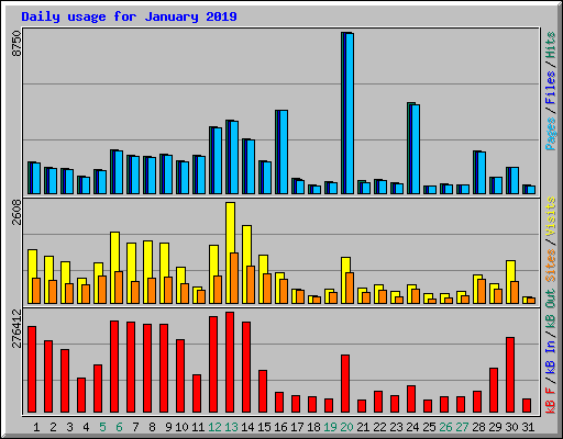 Daily usage for January 2019