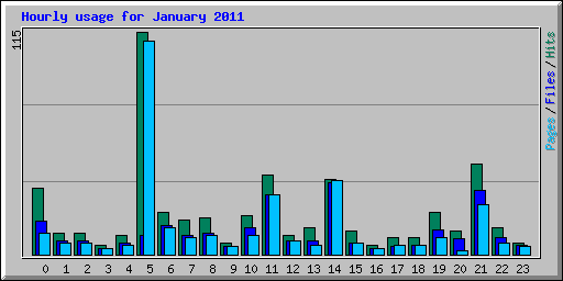 Hourly usage for January 2011