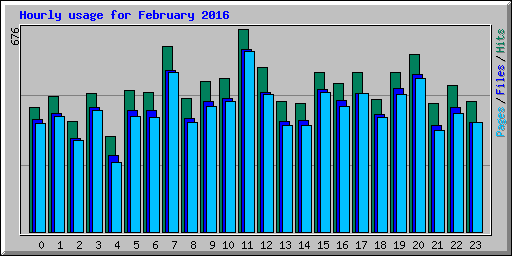 Hourly usage for February 2016