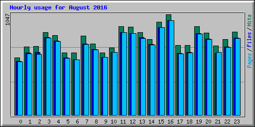 Hourly usage for August 2016