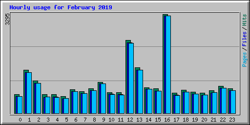 Hourly usage for February 2019